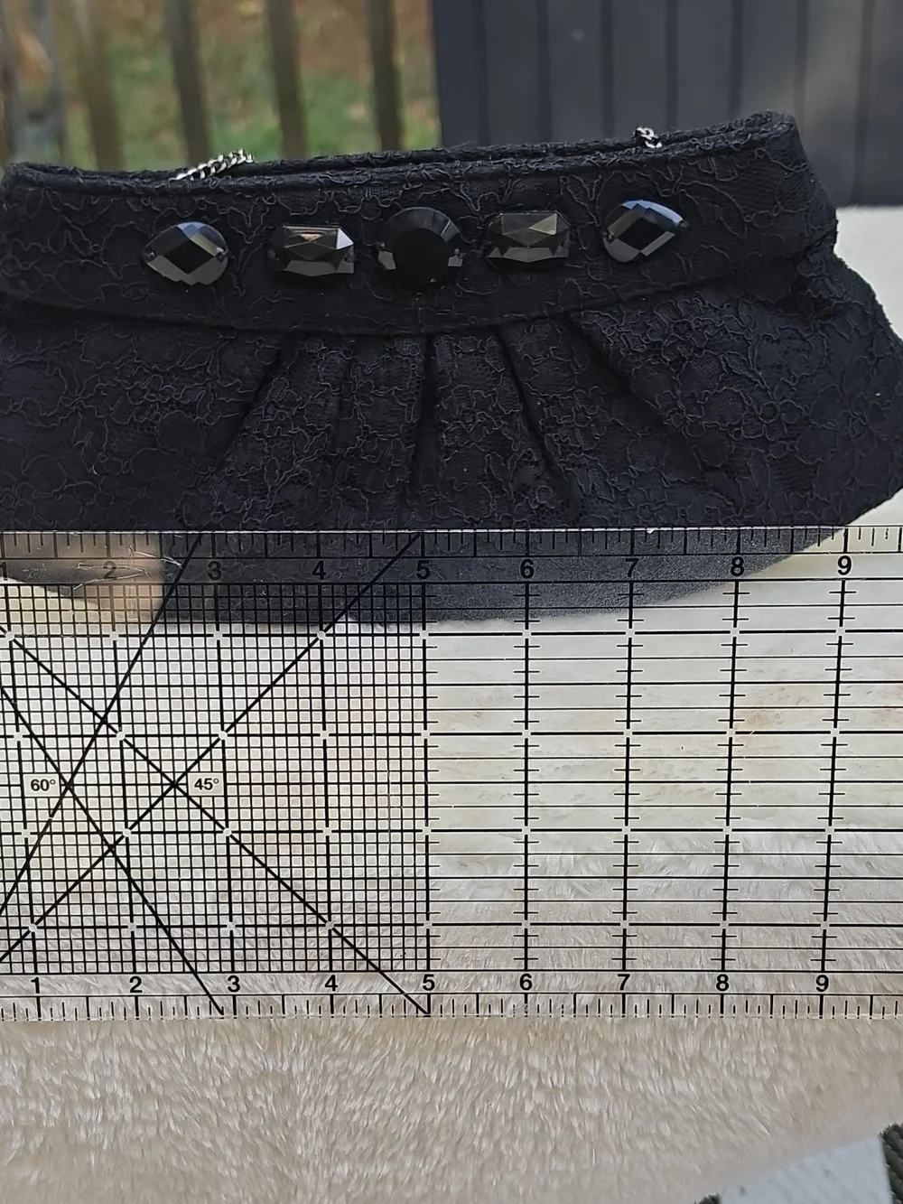 White House Black Market Lace Embellished Evening Clutch Chain Shoulder Bag